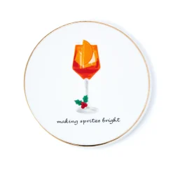 New Godinger Holiday Cheers Gold Rim Coaster Set