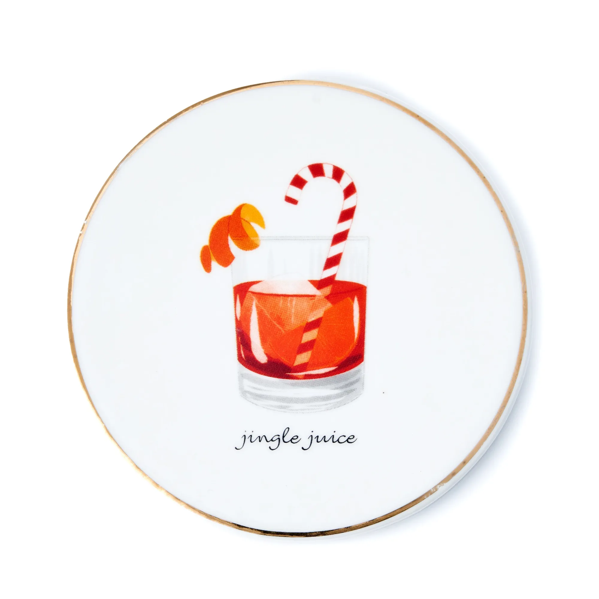 New Godinger Holiday Cheers Gold Rim Coaster Set