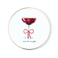 New Godinger Holiday Cheers Gold Rim Coaster Set