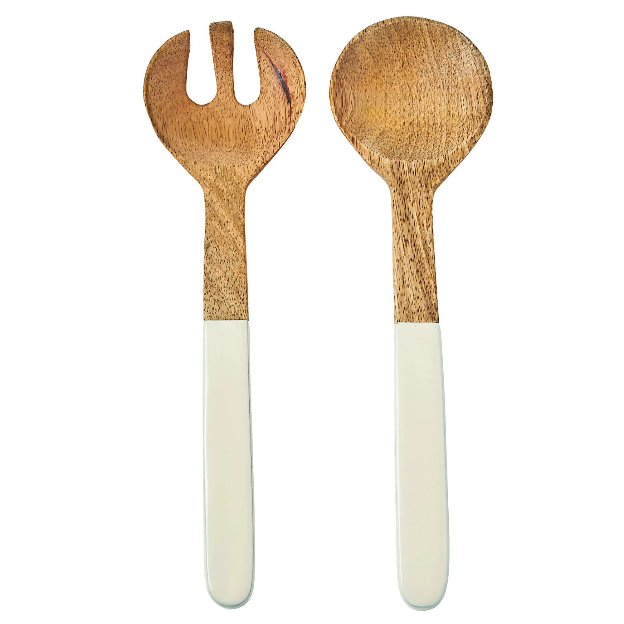 Hot Godinger Huck Wood & Enamel Salad Server Set