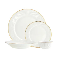 Outlet Godinger Inventure Gold Rim Porcelain 16 Piece Dinnerware Set, Service For 4