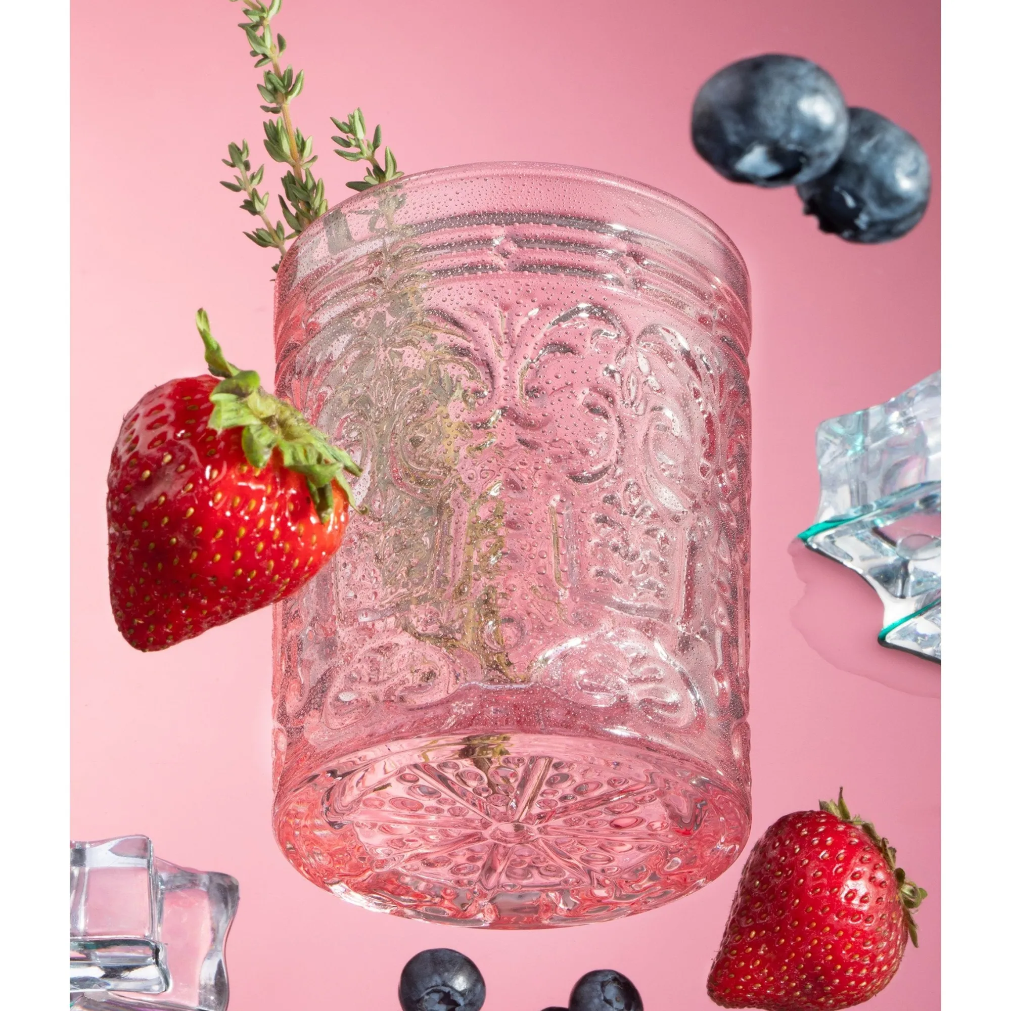 Hot Godinger Jax Pink Double Old Fashion, Set of 4