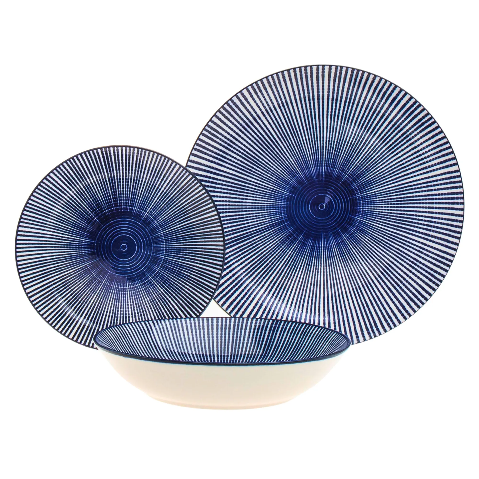 Godinger Laura Blue Porcelain 12 Piece Dinnerware Set, Service For 4