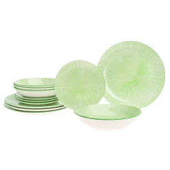 Hot Godinger Laura Green Porcelain 12 Piece Dinnerware Set, Service For 4