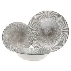 Clearance Godinger Laura Grey Porcelain 12 Piece Dinnerware Set, Service For 4