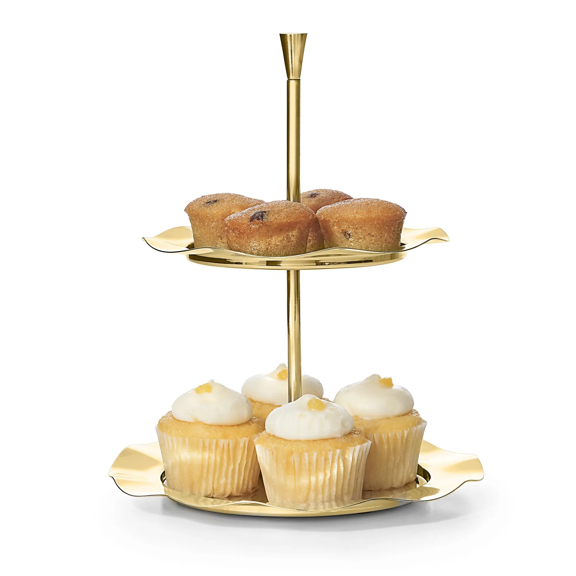 Discount Godinger Lilliput Mirrored Gold 2 Tiered Serving Stand