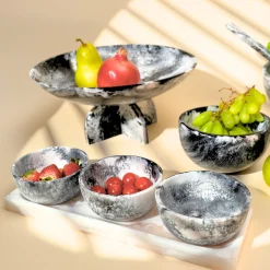 Hot Godinger Lucente Black & White Resin Snack Bowl