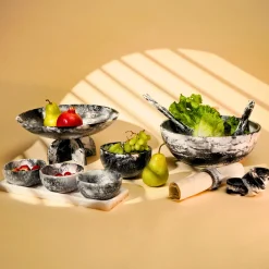 Hot Godinger Lucente Black & White Resin Snack Bowl