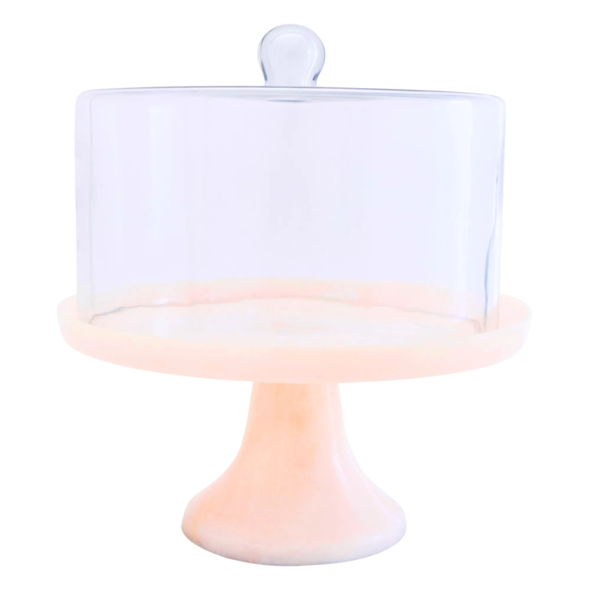 New Godinger Lucente Pink Resin Cake Stand & Dome