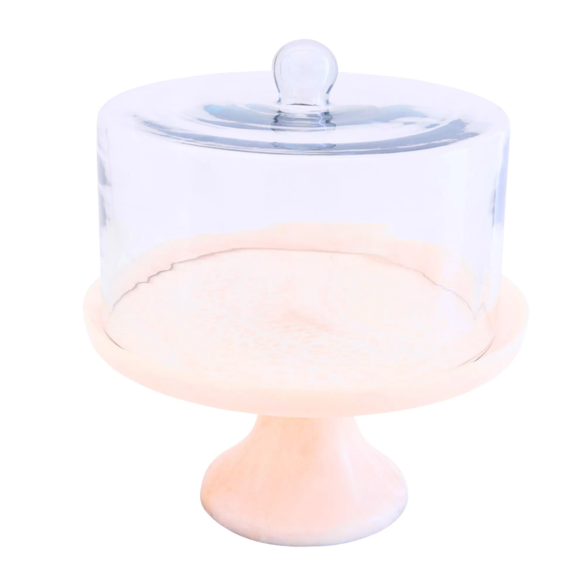 New Godinger Lucente Pink Resin Cake Stand & Dome