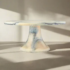 Hot Godinger Lucente Resin Matte Limestone Cake Stand
