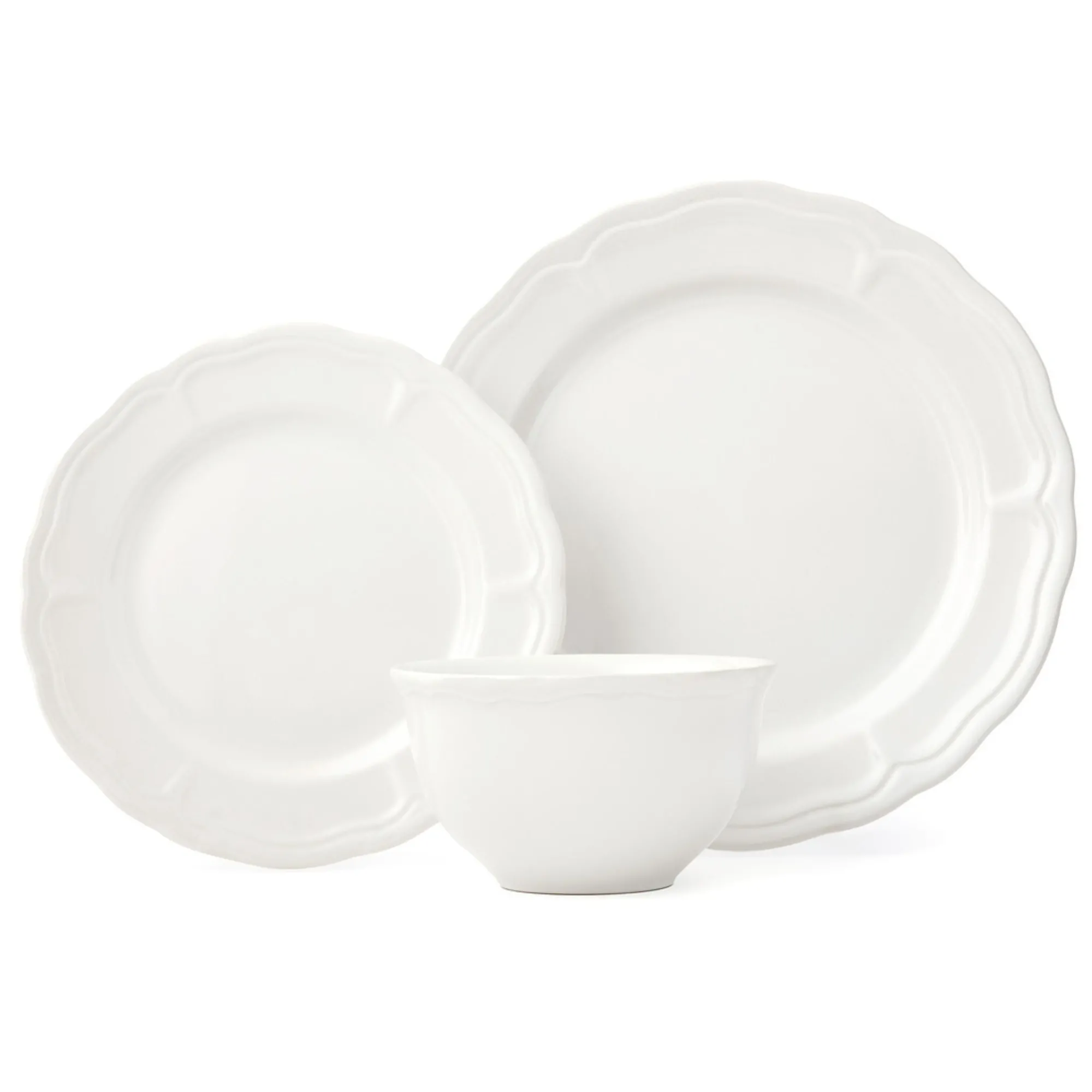 Godinger Madison White Stoneware 12 Piece Dinnerware Set, Service for 4