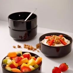 Sale Godinger Marbella Black Stacking Melamine Cereal Bowl, Set of 4
