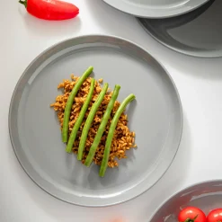 New Godinger Marbella Grey Stacking Melamine Dinner Plate, Set of 4