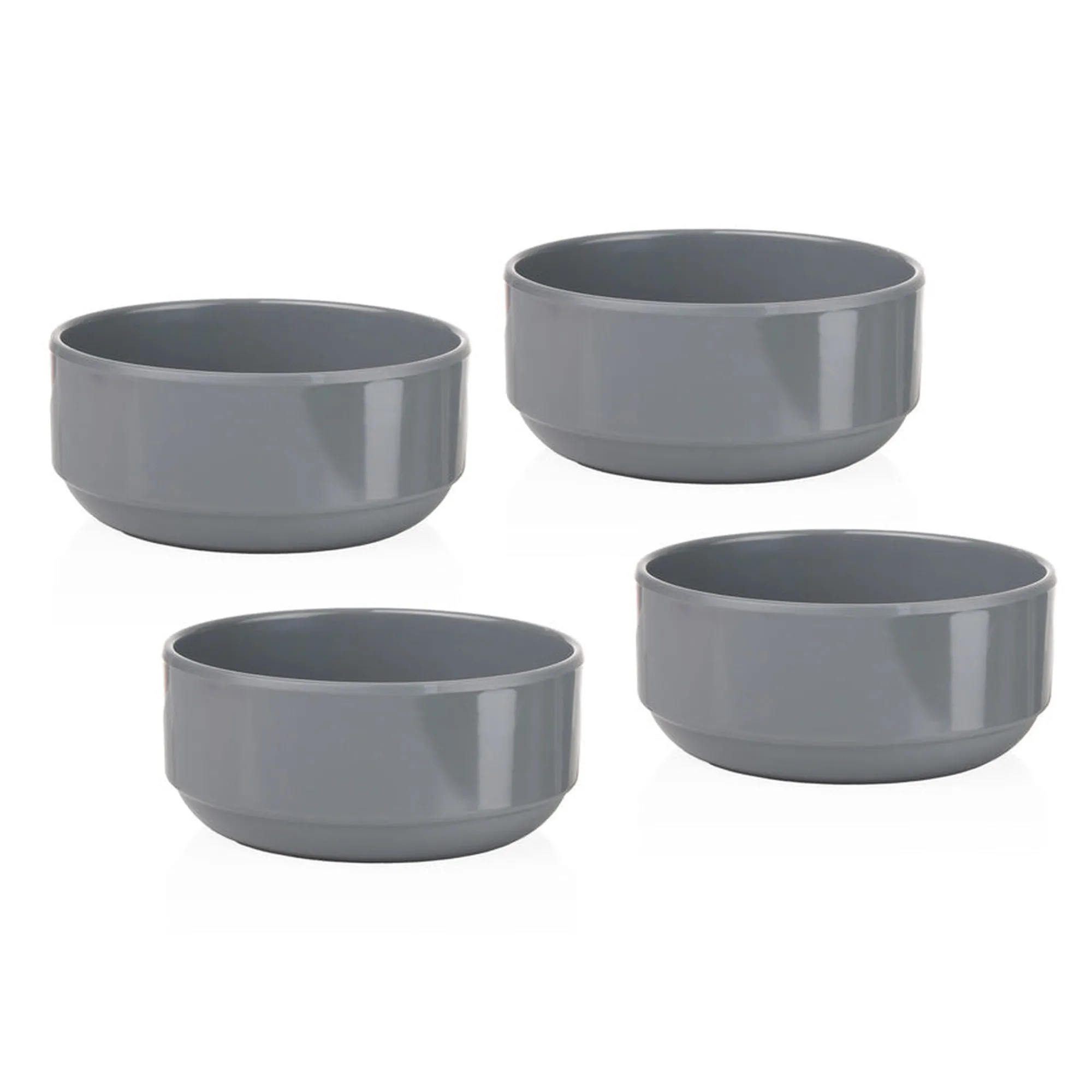 New Godinger Marbella Grey Stacking Melamine Cereal Bowl, Set of 4