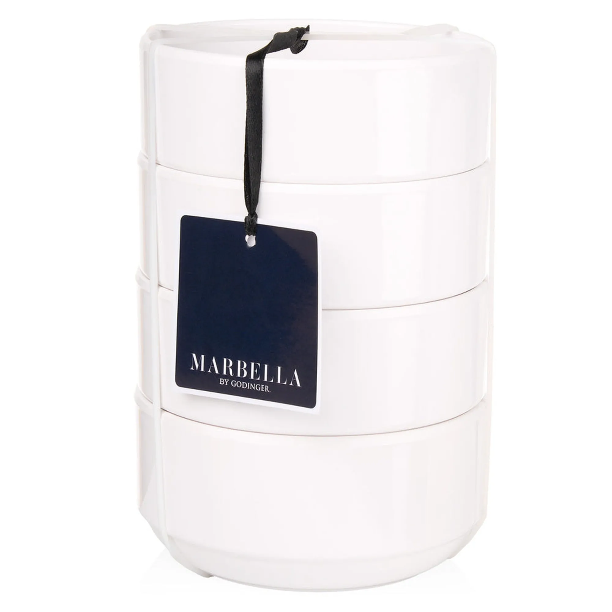 Godinger Marbella White Stacking Melamine Cereal Bowl, Set of 4