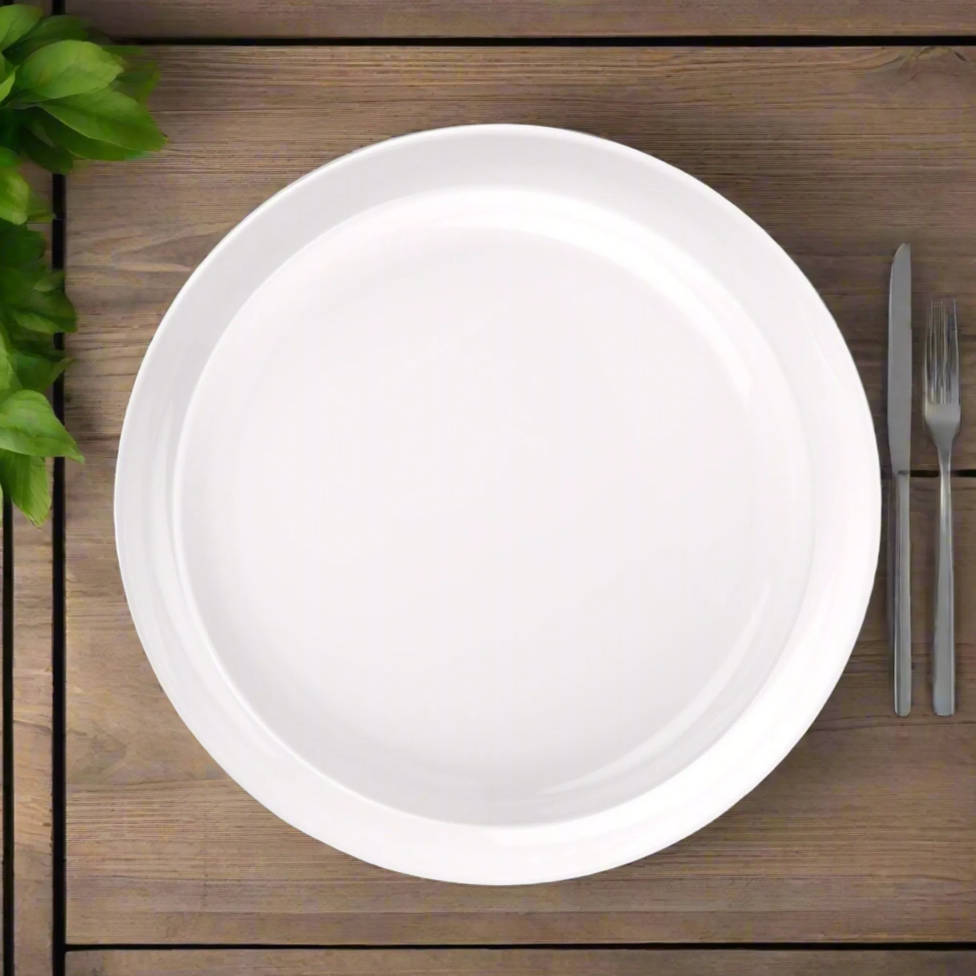 New Godinger Marbella White Stacking Melamine Dinner Plate, Set of 4