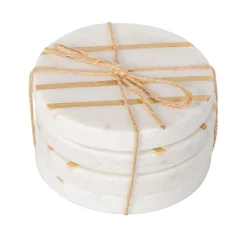 Best Godinger Marble Circle Brass Inlay Coaster Set