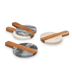 Discount Godinger Marble & Wood Paddleboard Coaster Set