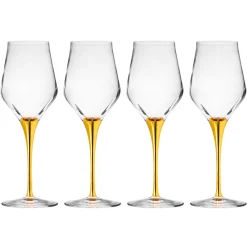 New Godinger Marcella Gold Stem White Wine, Set of 4