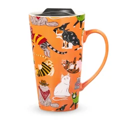 Hot Godinger Meowlloween Porcelain Travel Mug