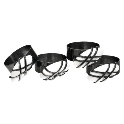 Clearance Godinger Midnight Pebble Napkin Ring Set