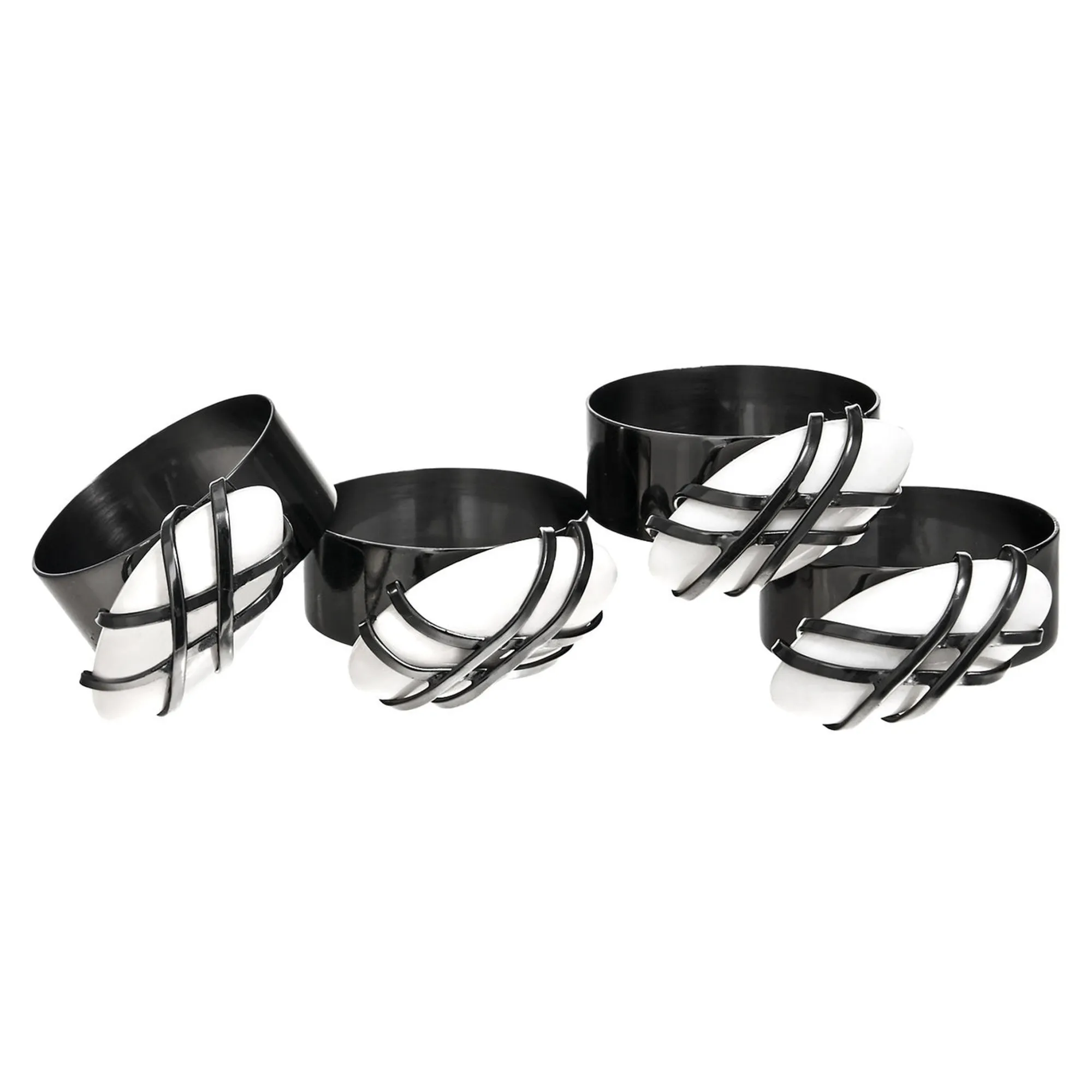 Clearance Godinger Midnight Pebble Napkin Ring Set
