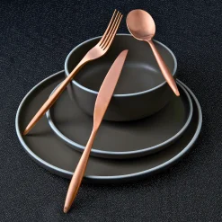 Sale Godinger Milano Matte Copper 18/10 Stainless Steel 20 Piece Flatware Set, Service For 4