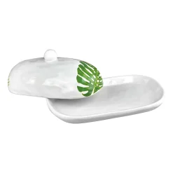 Hot Godinger Monstera & Palm Leaf Butter Dish