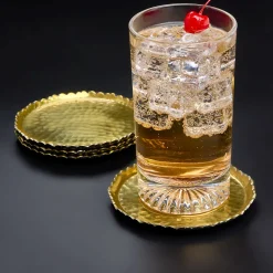 Outlet Godinger Munro Black and Gold Hammered Coaster Set