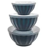 Discount Godinger Navy Fluted 3 Piece Storage Bowl Set