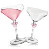 New Godinger Pink Bow Coupe, Set of 2
