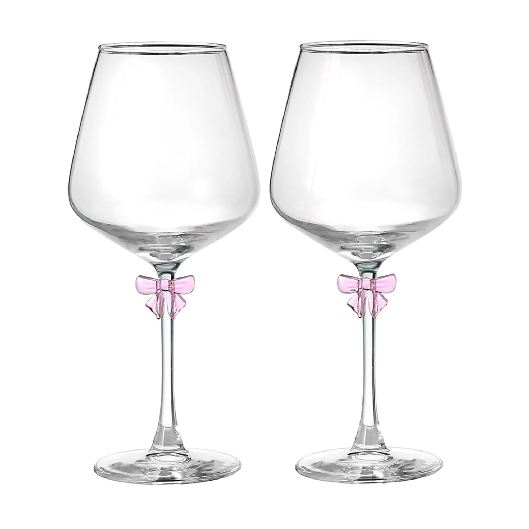 Clearance Godinger Pink Bow White Wine, Set of 2