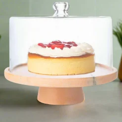 Hot Godinger Pink Marble Footed Cake Stand With Dome