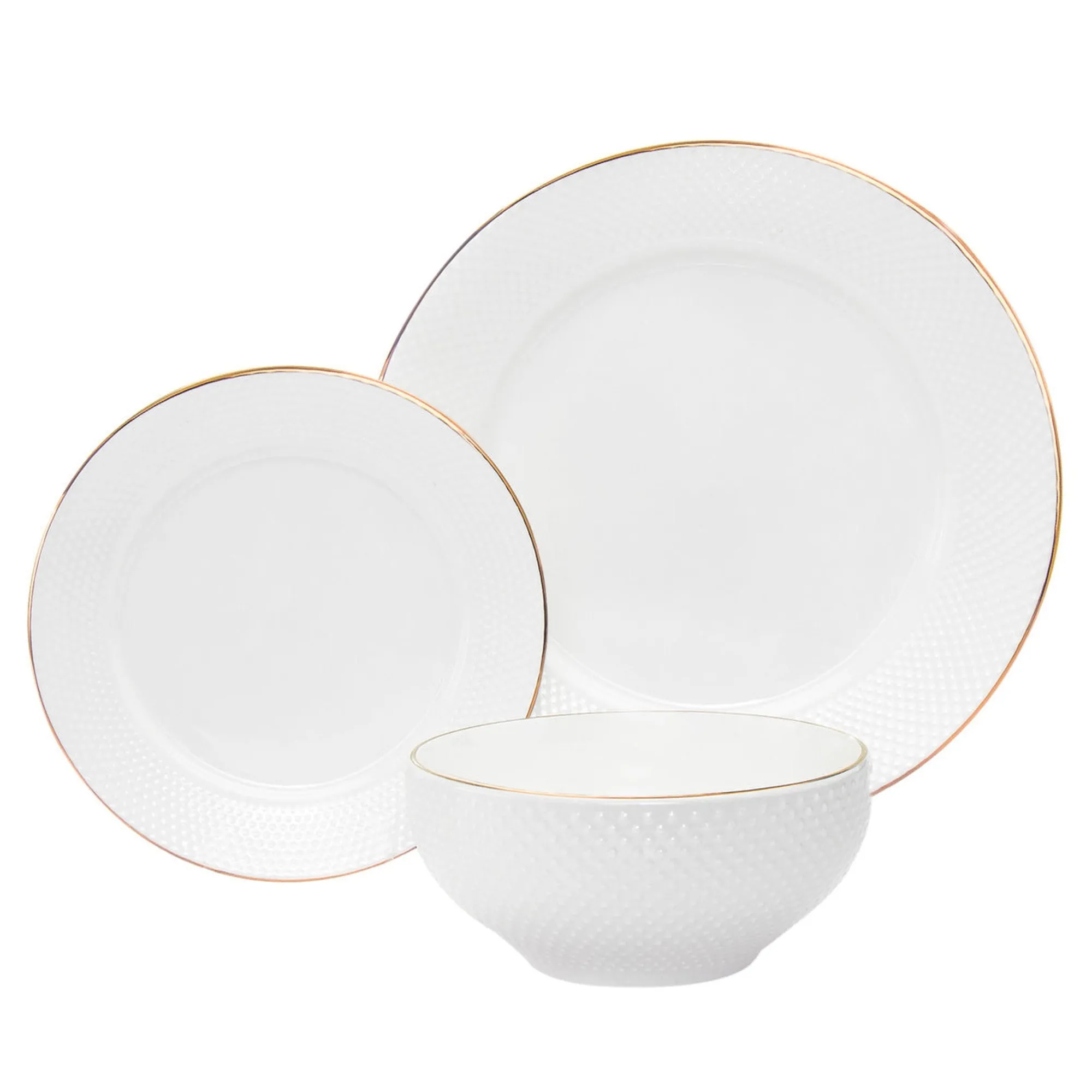 Online Godinger Pique Gold Rim Porcelain 18 Piece Dinnerware Set, Service For 6