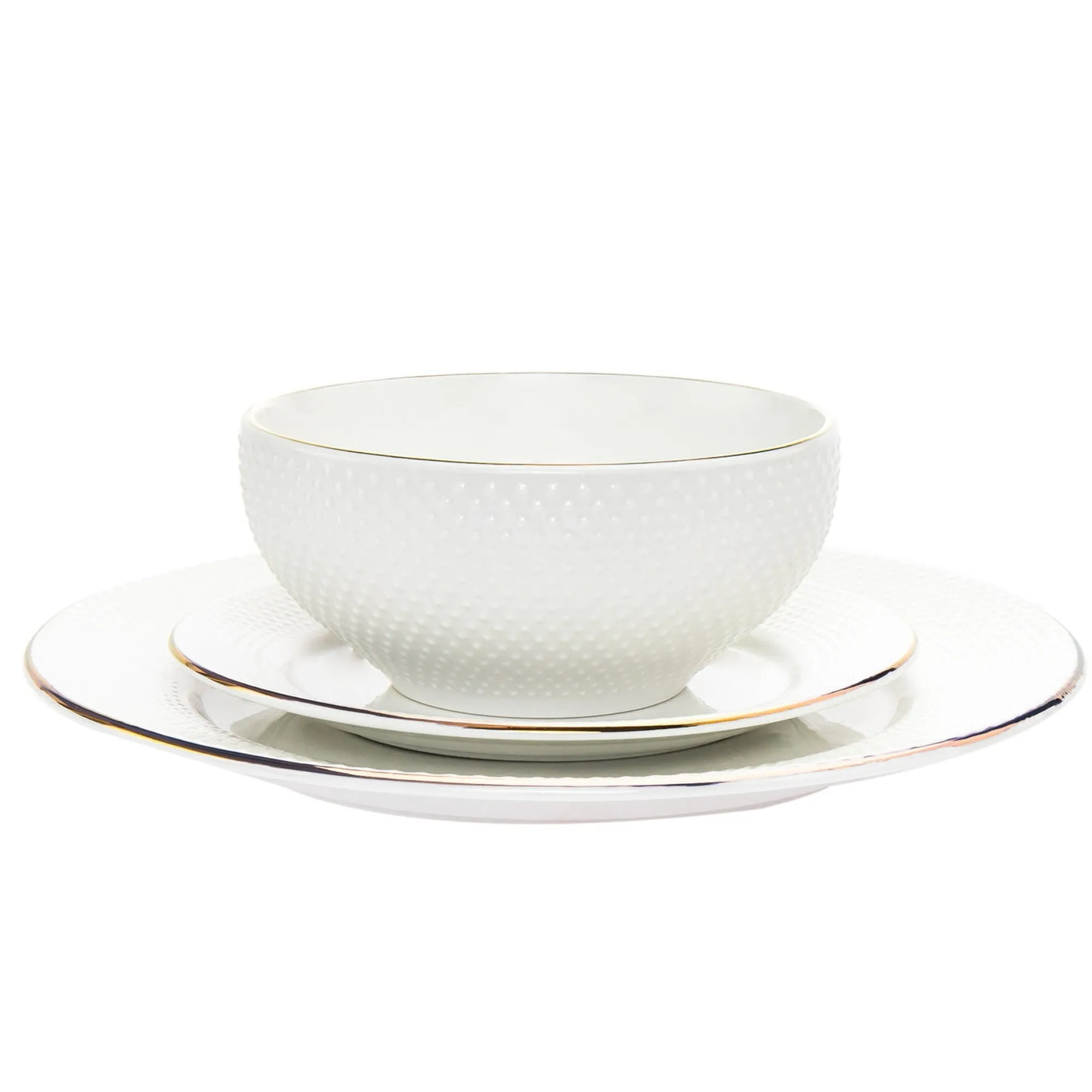 Online Godinger Pique Gold Rim Porcelain 18 Piece Dinnerware Set, Service For 6