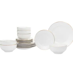 Online Godinger Pique Gold Rim Porcelain 18 Piece Dinnerware Set, Service For 6