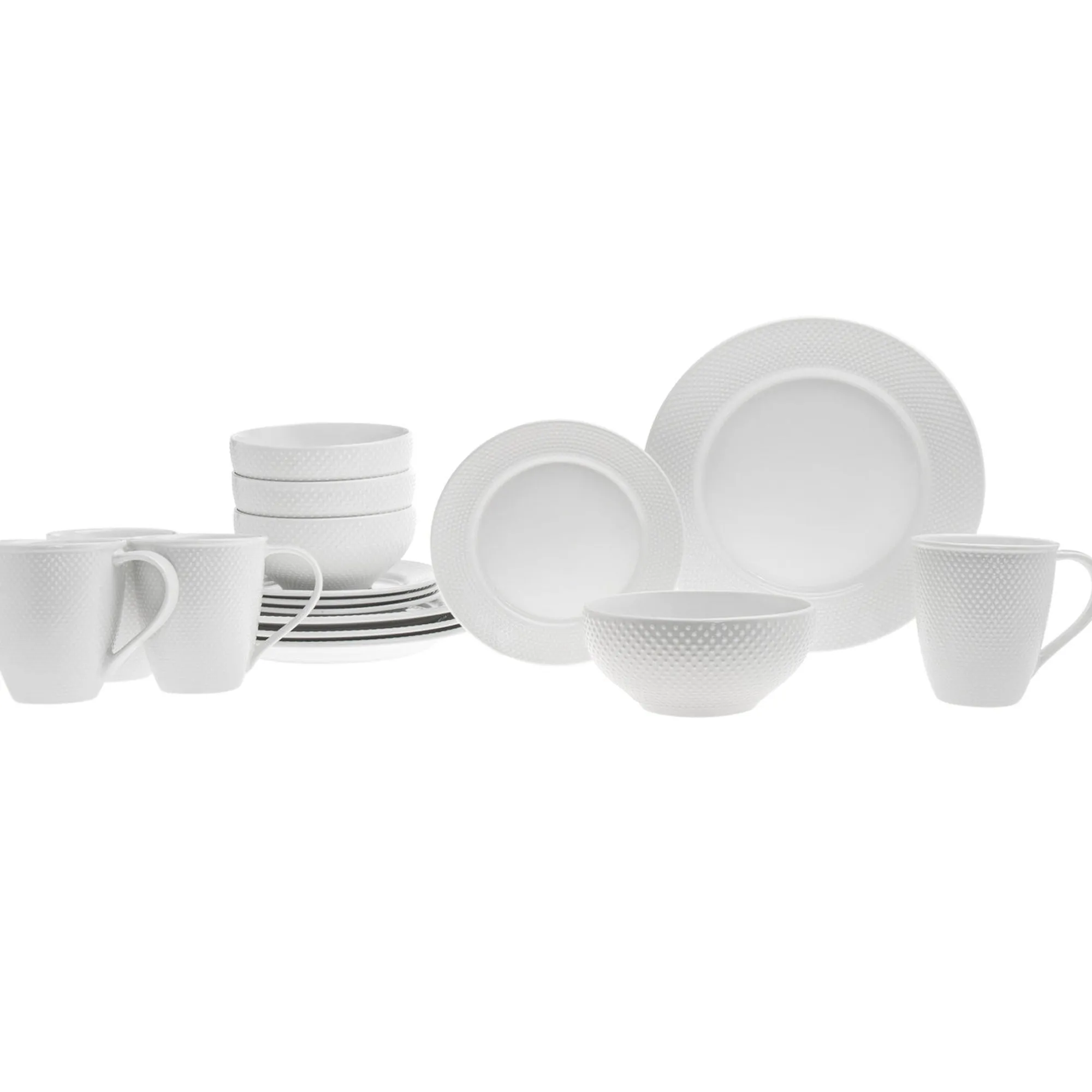 Sale Godinger Pique Plain Porcelain 16 Piece Dinnerware Set, Service for 4