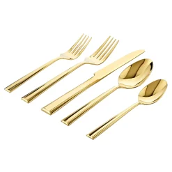 Clearance Godinger Plait Mirror Gold 18/0 Stainless Steel 20 Piece Flatware Set, Service For 4