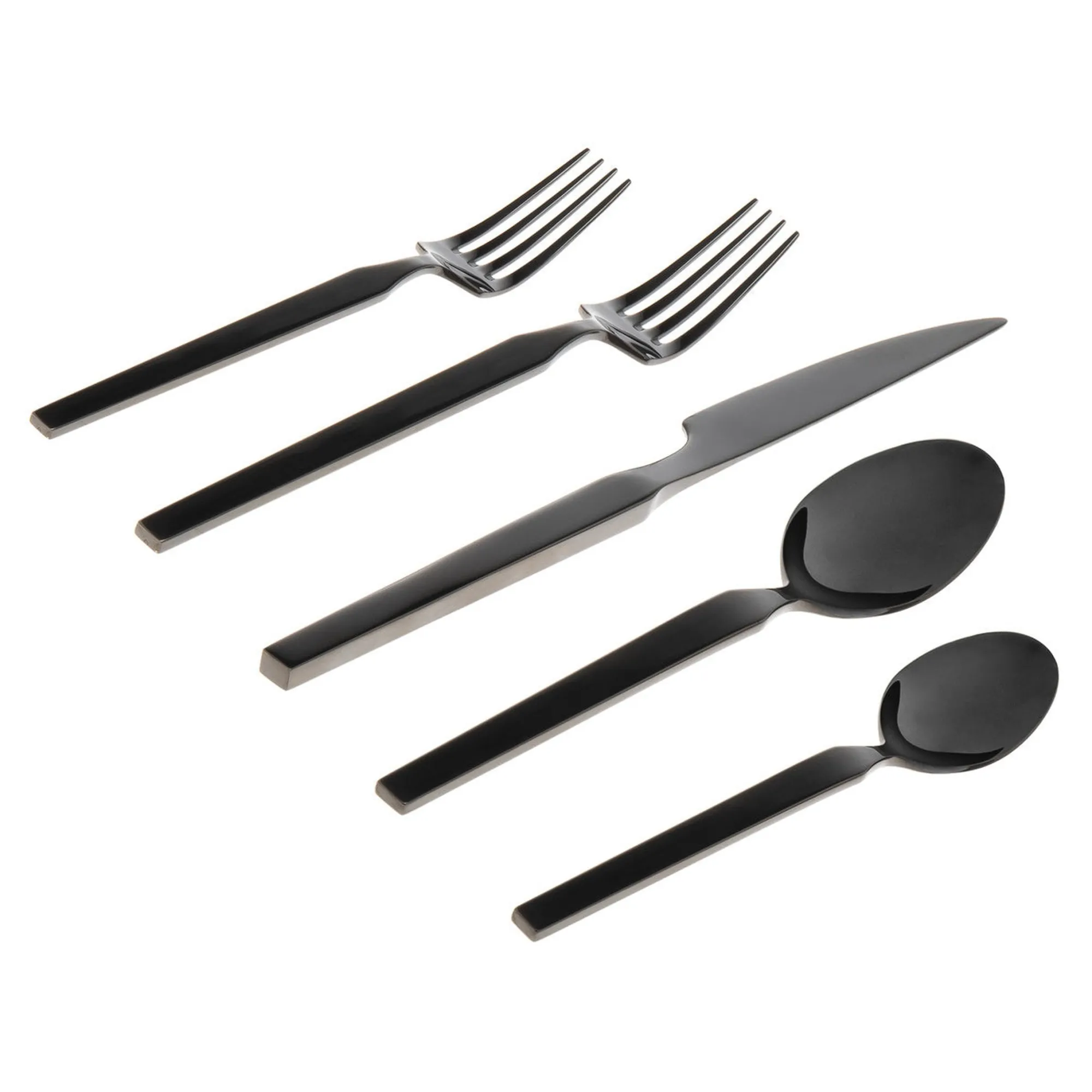 Best Godinger Podium Mirrored Black 18/10 Stainless Steel 20 Piece Flatware Set, Service For 4