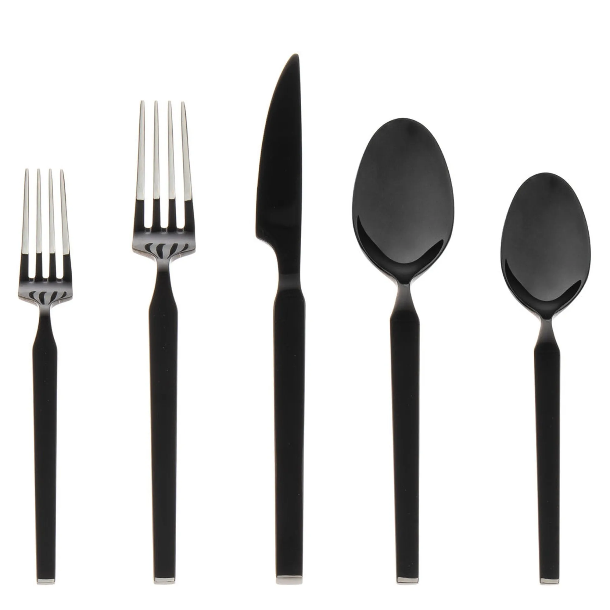 Best Godinger Podium Mirrored Black 18/10 Stainless Steel 20 Piece Flatware Set, Service For 4