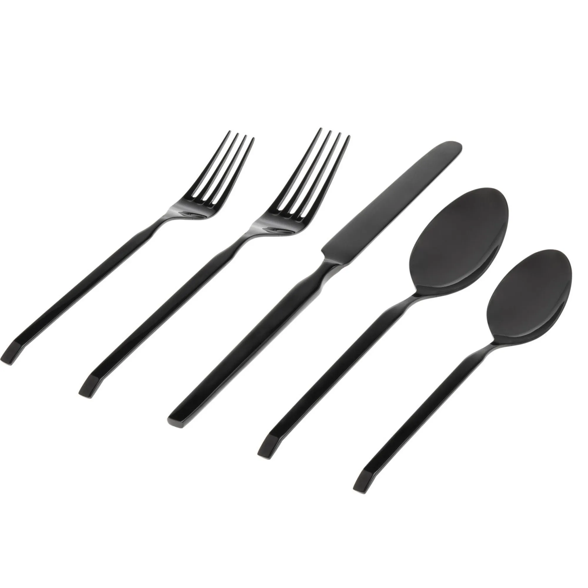 Clearance Godinger Ramp Mirrored Black 18/0 Stainless Steel 20 Piece Flatware Set, Service For 4