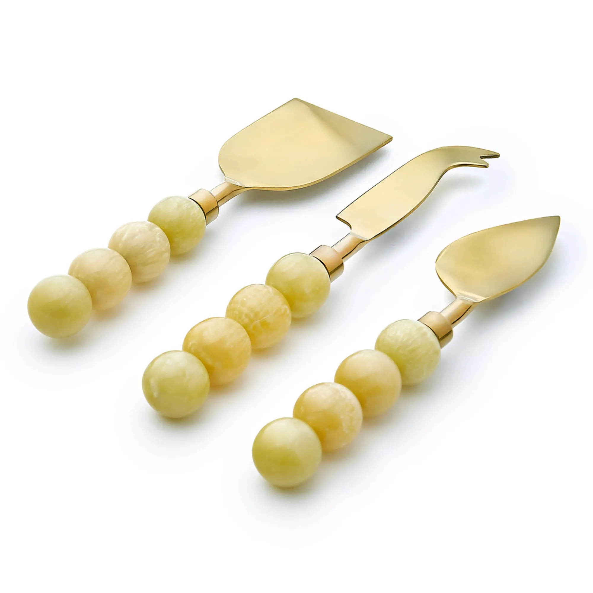 New Godinger Rathlin Butter Yellow 3 Piece Cheese Tool Set