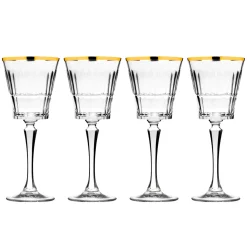 Discount Godinger Regent Crystal Gold Rim White Wine. Set of 4