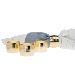 New Godinger Ribbed Gold Napkin Ring Set