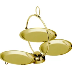 Sale Godinger Round Gold Foldable Tiered Serving Stand