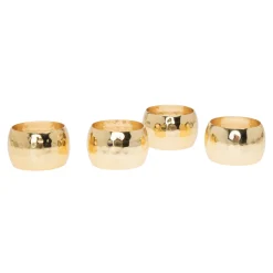 Godinger Round Gold Hammered Napkin Ring Set