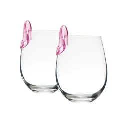 Sale Godinger Runway High Heel Pink Stemless Wine, Set of 2