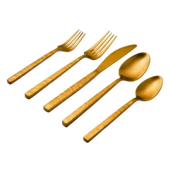 Godinger Rustic Mirrored Gold 18/10 Stainless Steel 20 Piece Flatware Set, Service For 4