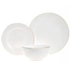 Online Godinger Saba Porcelain Gold Rim 18 Piece Dinnerware Set, Service For 6
